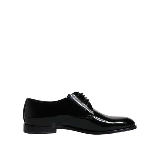 Dolce & Gabbana Black Patent Leather Derby Formal Dress Shoes