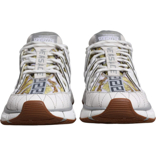 Versace White Trigreca Barocco Print Low Top Sneakers Shoes MV6393-36