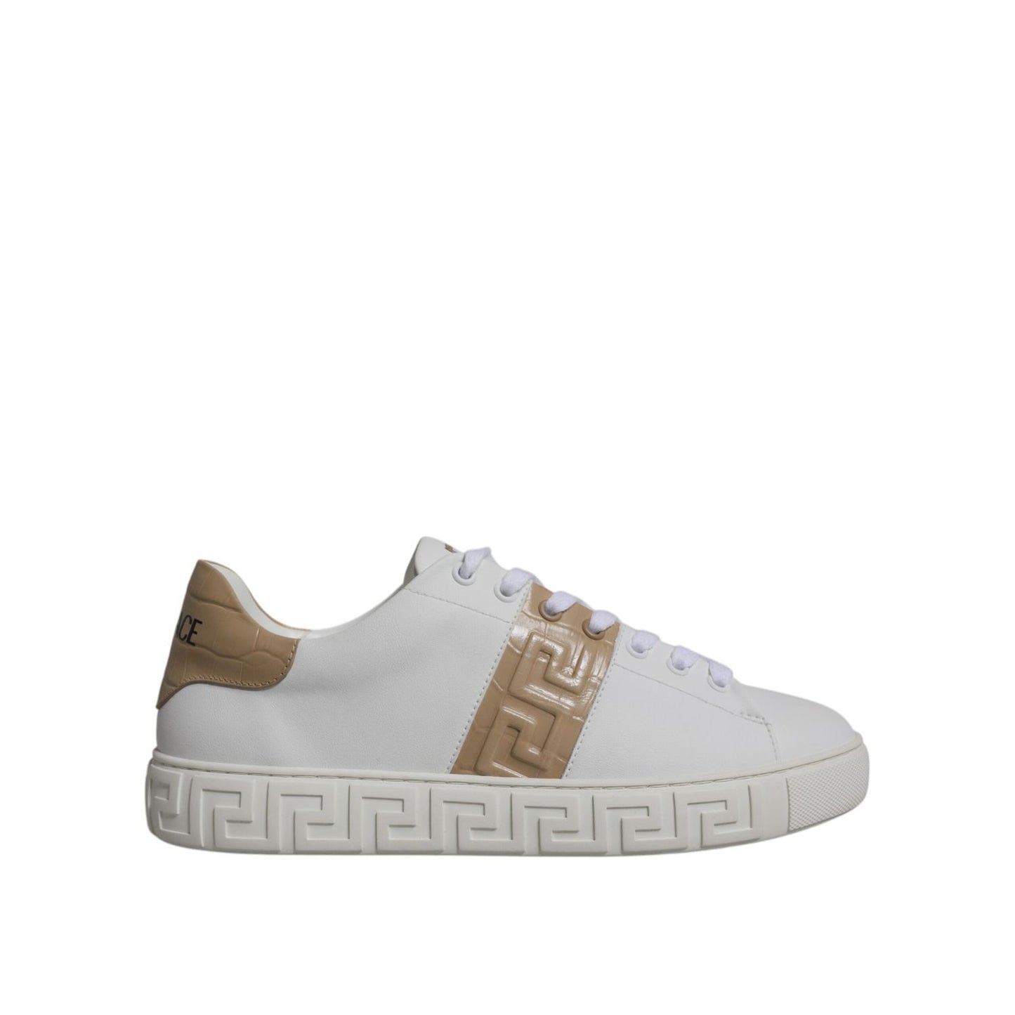 Versace White Brown Greca Print TPU Low Top Men Sneakers Shoes MV6394-38