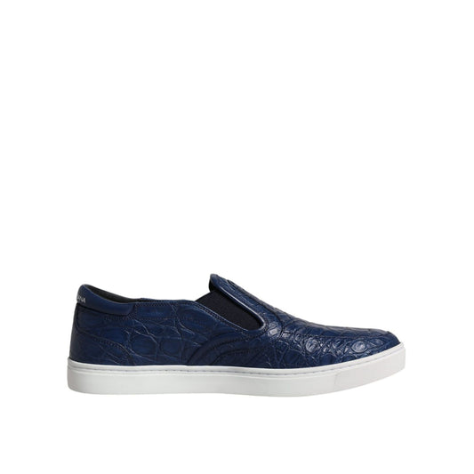 Dolce & Gabbana Blue Croc Exotic Leather Men Sneakers Shoes