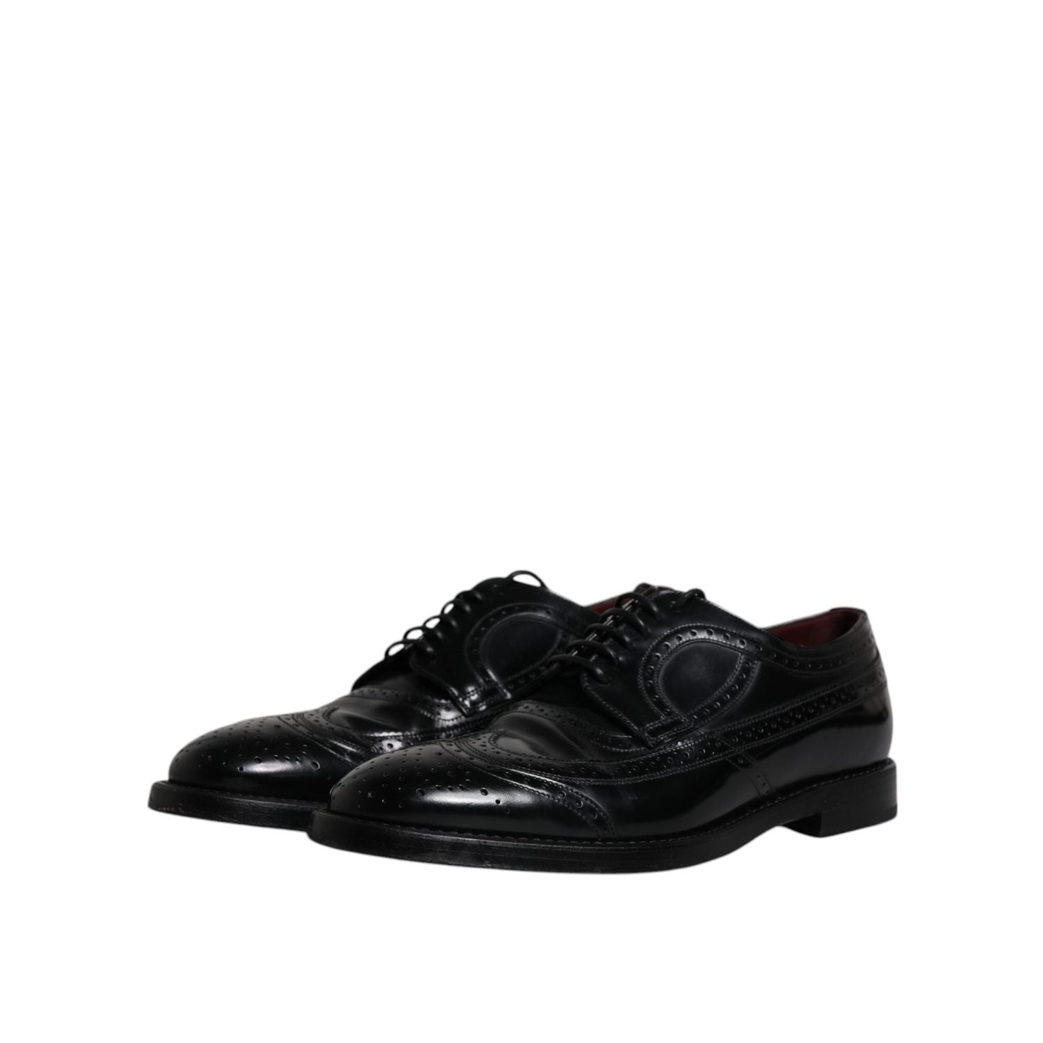Dolce & Gabbana Black Leather Derby Wingtip Formal Shoes