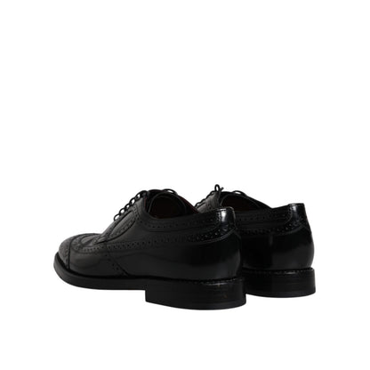 Dolce & Gabbana Black Leather Derby Wingtip Formal Shoes