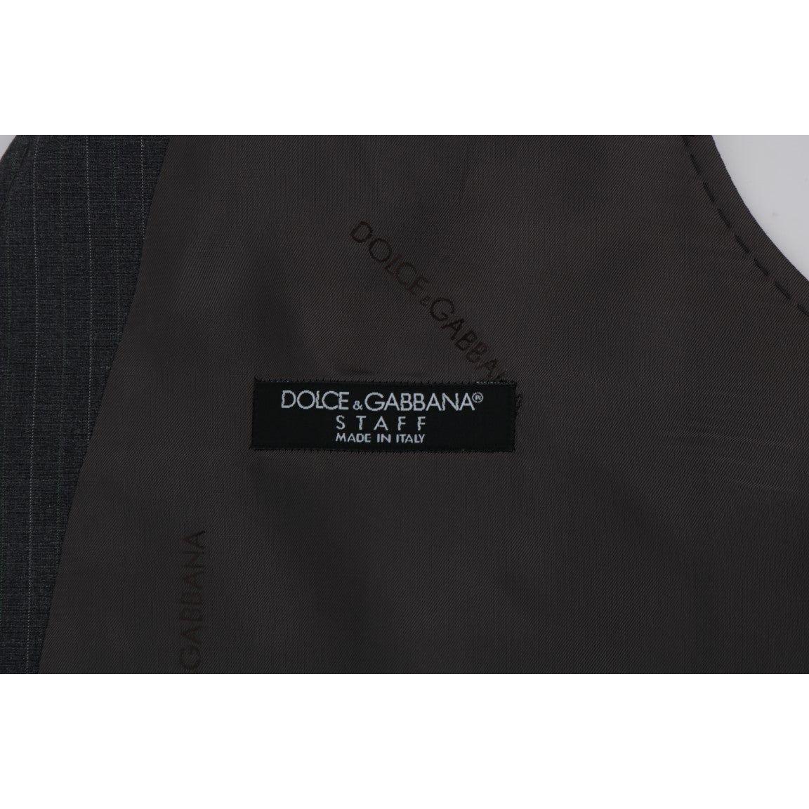Dolce & Gabbana Gray STAFF Cotton Striped Vest SIG60345-1