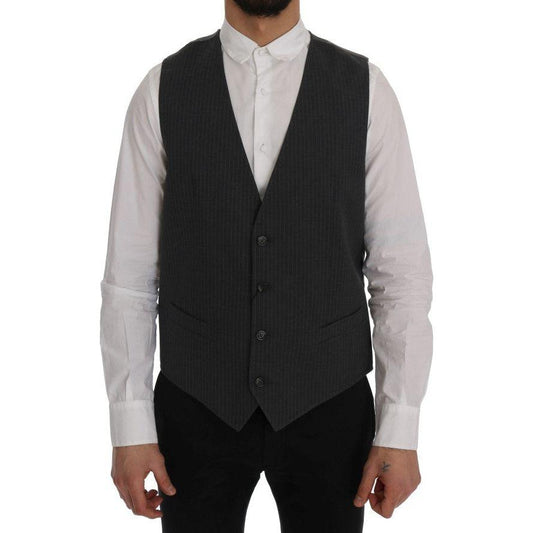Dolce & Gabbana Gray STAFF Cotton Striped Vest SIG60352-1