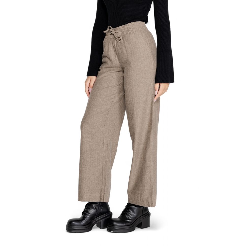 Jacqueline De Yong Brown Cotton Casual Pants