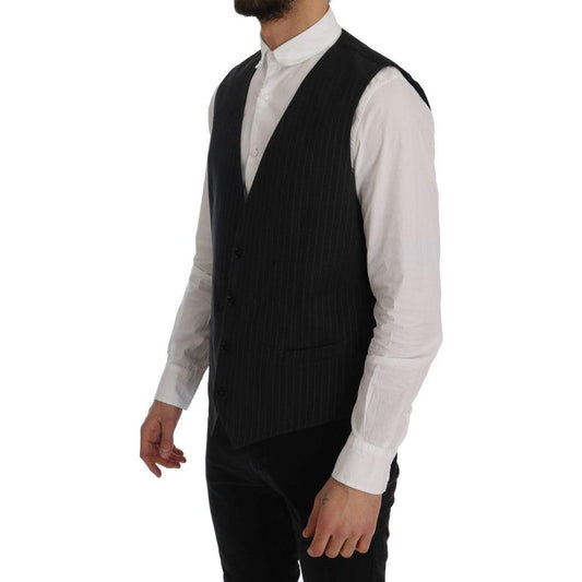 Dolce & Gabbana Gray STAFF Cotton Striped Vest SIG60356-1