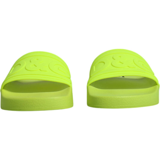 Dolce & Gabbana Green Rubber Slides Sandals Beachwear Shoes LA11988-36