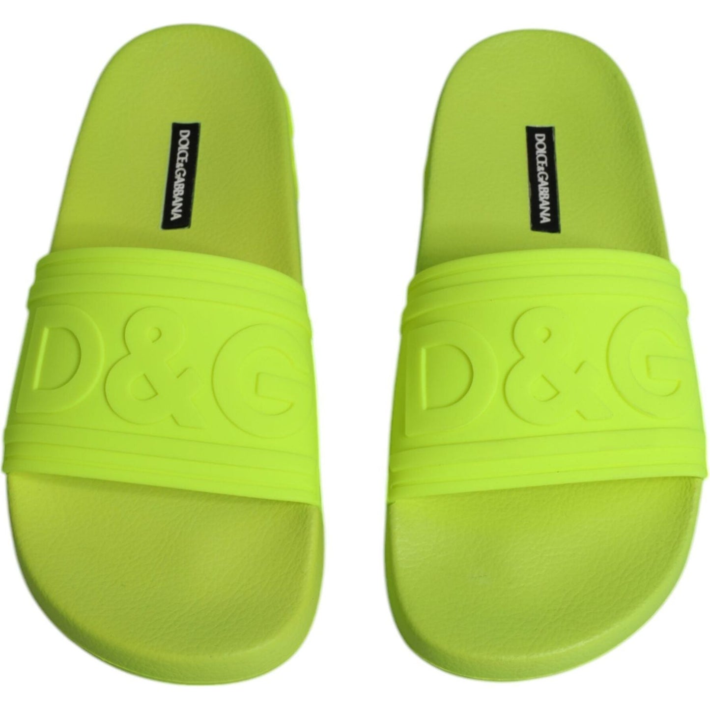 Dolce & Gabbana Green Rubber Slides Sandals Beachwear Shoes LA11988-36