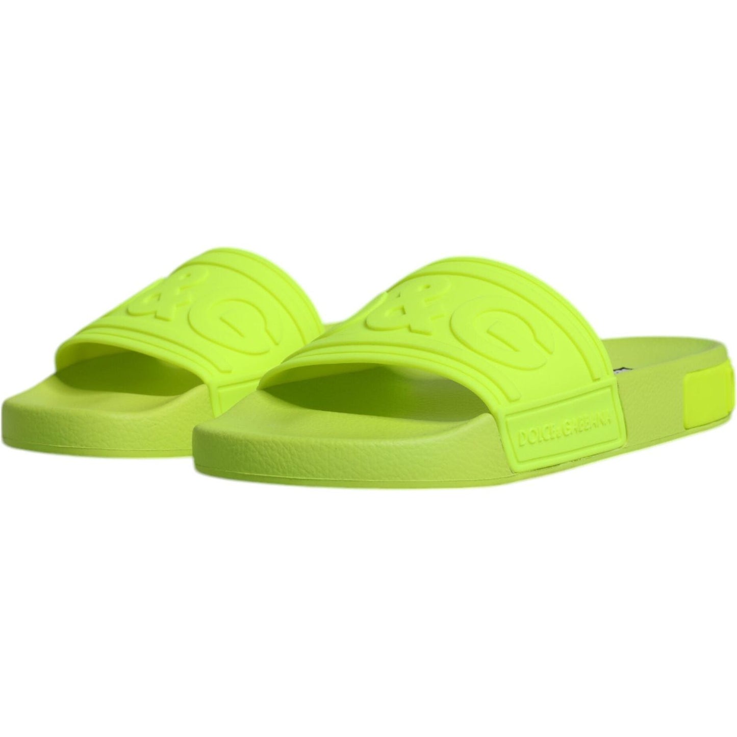 Dolce & Gabbana Green Rubber Slides Sandals Beachwear Shoes LA11988-36