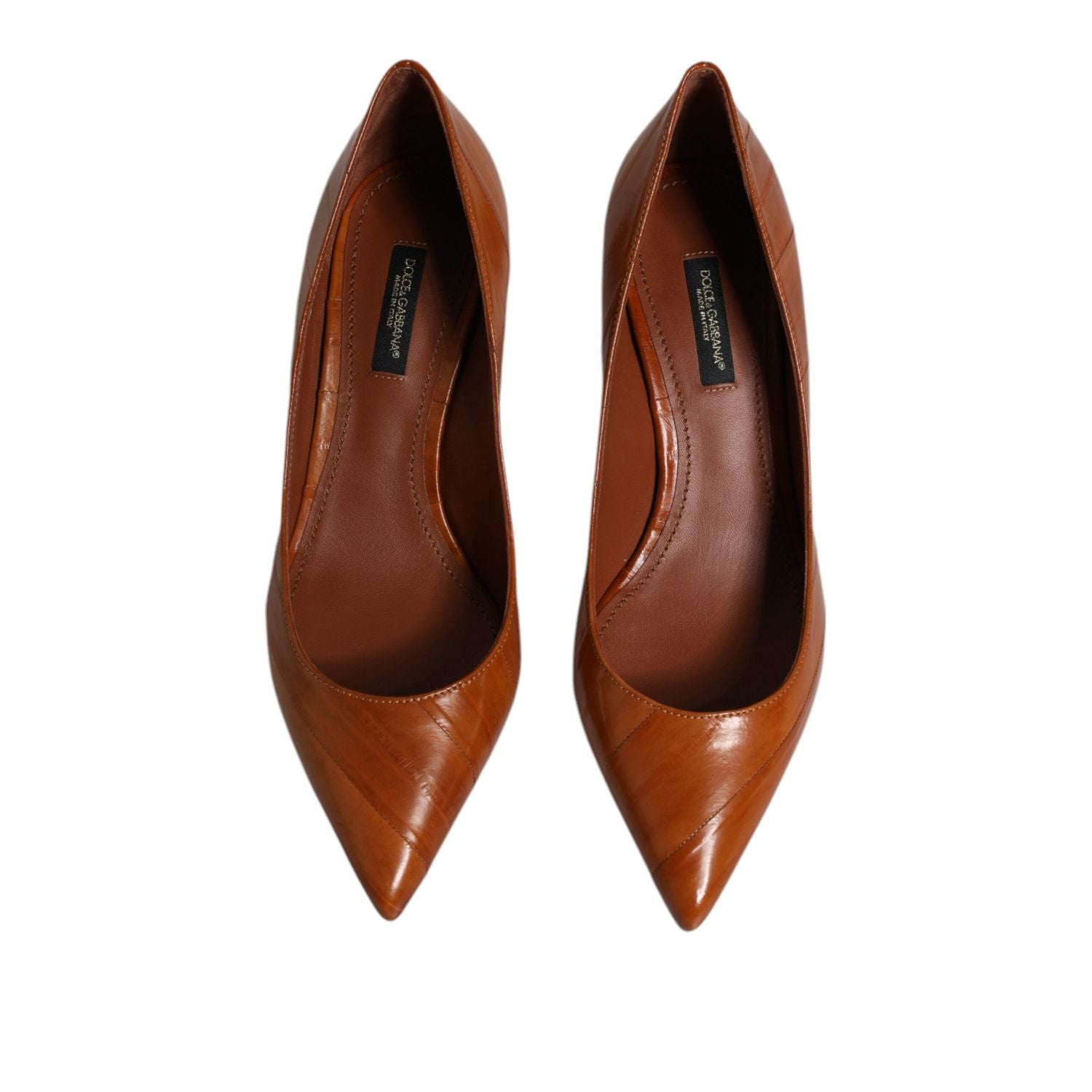 Dolce & Gabbana Brown Leather Kitten Heels Pumps Shoes