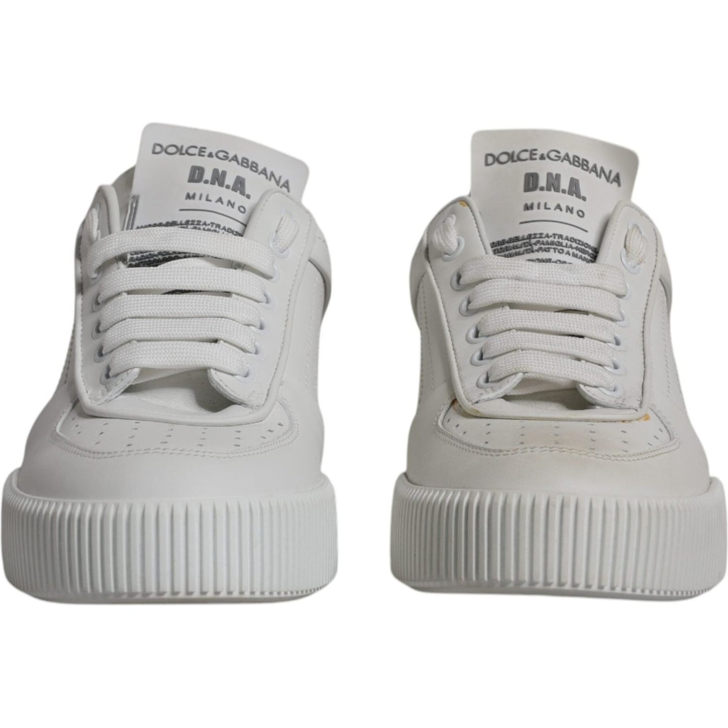 Dolce & Gabbana White Miami Leather Low Top Sneakers Shoes LA11993-36.5