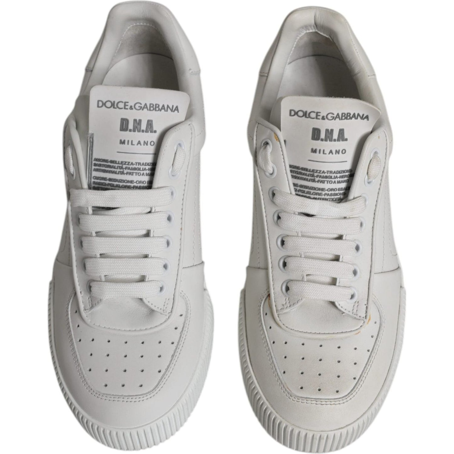 Dolce & Gabbana White Miami Leather Low Top Sneakers Shoes LA11993-36.5