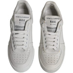 Dolce & Gabbana White Miami Leather Low Top Sneakers Shoes LA11993-36.5