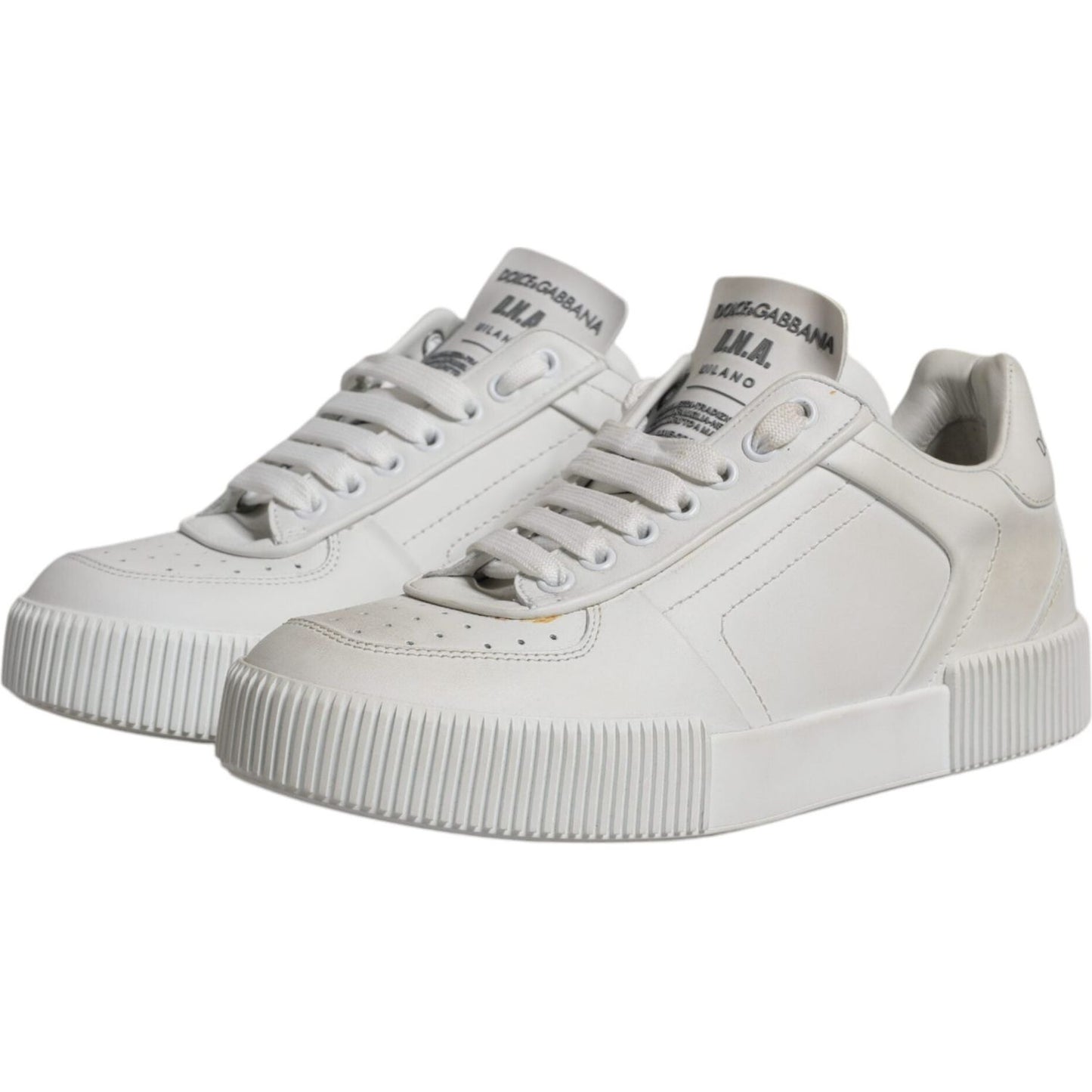 Dolce & Gabbana White Miami Leather Low Top Sneakers Shoes LA11993-36.5