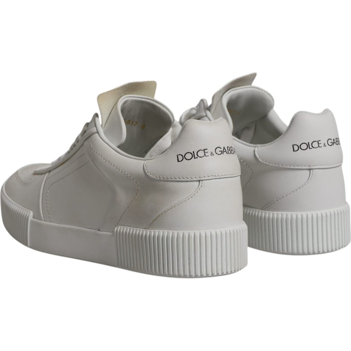 Dolce & Gabbana White Miami Leather Low Top Sneakers Shoes LA11993-36.5