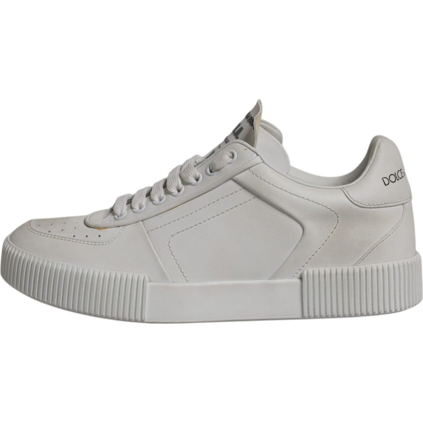 Dolce & Gabbana White Miami Leather Low Top Sneakers Shoes LA11993-36.5