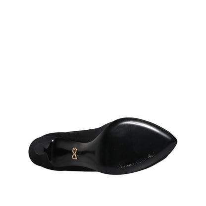 Dolce & Gabbana Black Silk Stretch Mesh Sock Boots Shoes