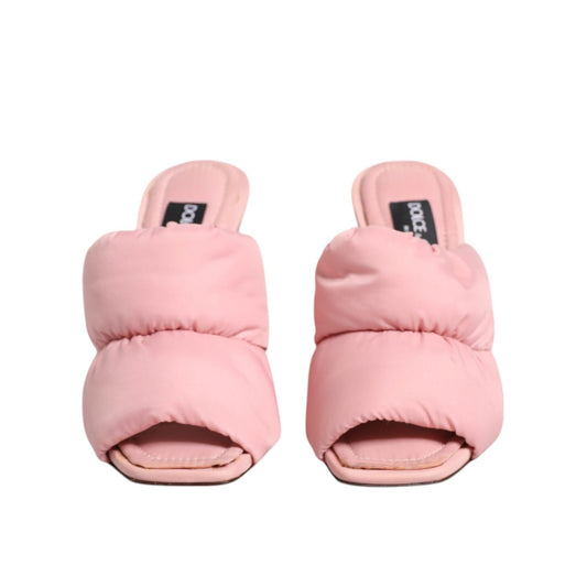 Dolce & Gabbana Pink Quilted DG Heel Slide Sandals Shoes
