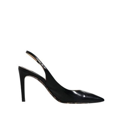 Dolce & Gabbana Black Leather High Heels Slingbacks Shoes