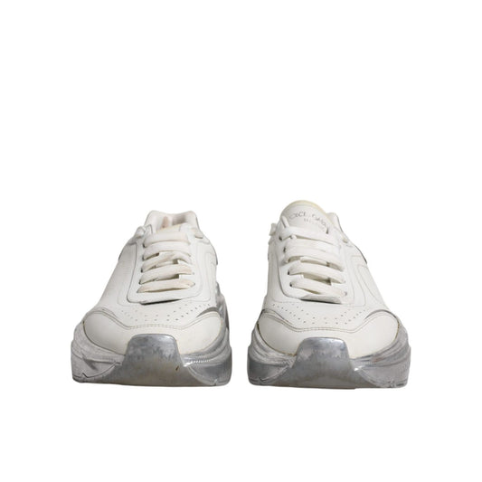 Dolce & Gabbana White Silver Daymaster Low Top Sneakers Shoes LA12432-38