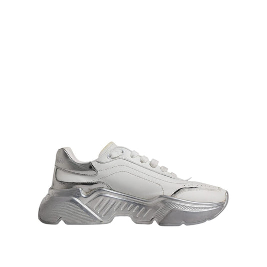 Dolce & Gabbana White Silver Daymaster Low Top Sneakers Shoes LA12432-38