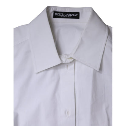 Dolce & Gabbana White Cotton Collared Long Sleeves Shirt Top