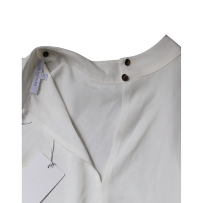 Patrizia Pepe White Mock Neckline Sleeveless Tank Blouse Top