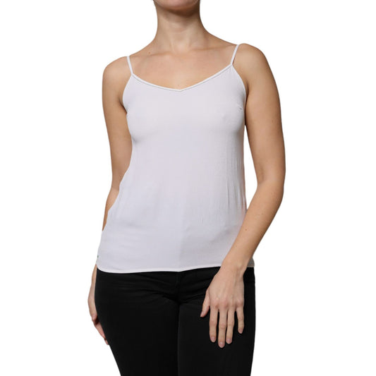 Fabiana Filippi White Spaghetti Strap Sleeveless Tank Top