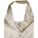 L'Autre Chose Off White Silk Sleeveless Buttoned Halter Top TSH86779-40