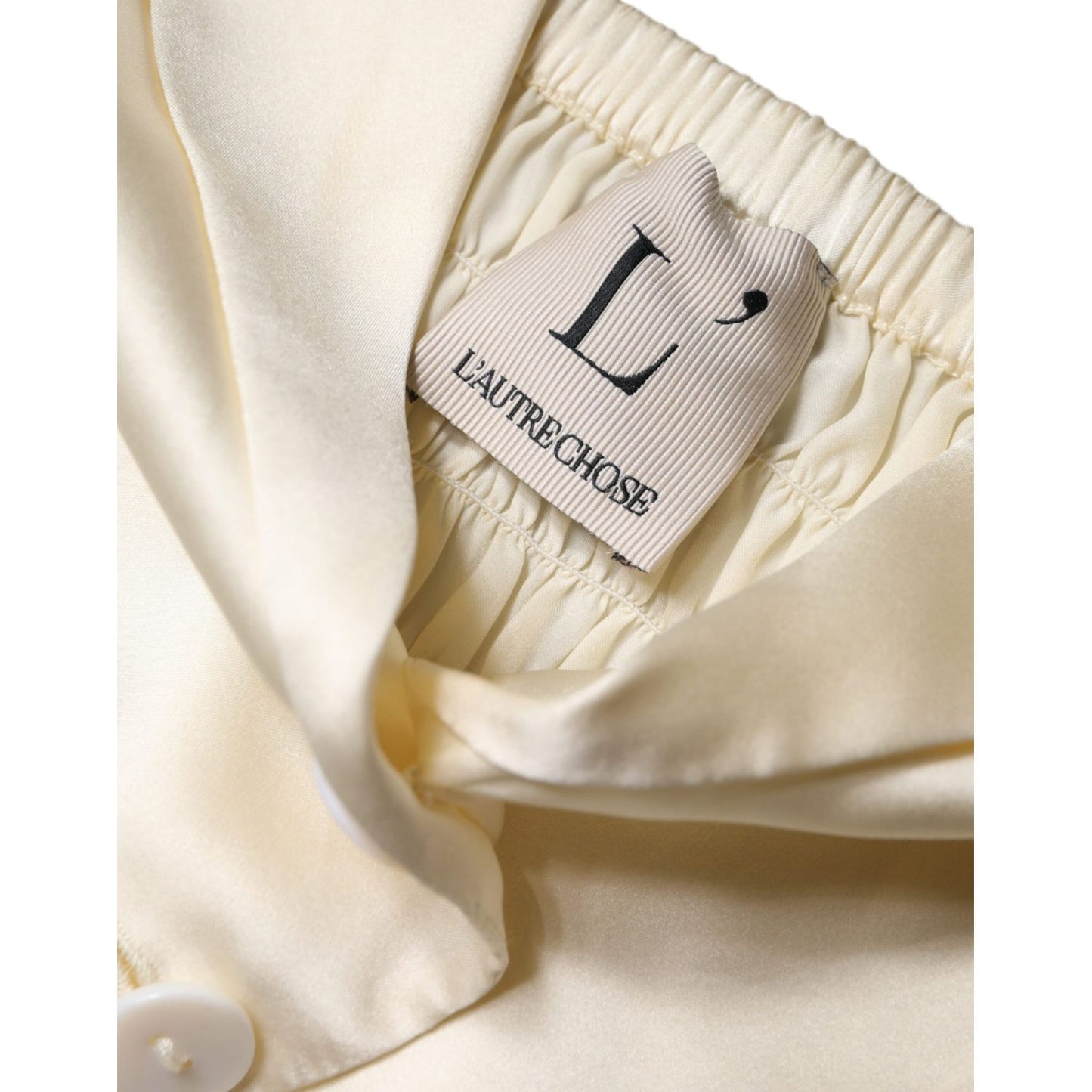 L'Autre Chose Off White Silk Sleeveless Buttoned Halter Top TSH86779-40