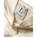 L'Autre Chose Off White Silk Sleeveless Buttoned Halter Top TSH86779-40