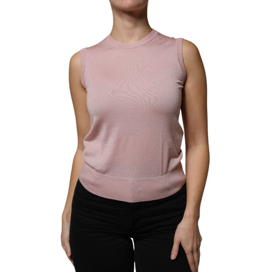 Dolce & Gabbana Pink Cashmere Knitted Sleeveless Tank Top TSH86820-38