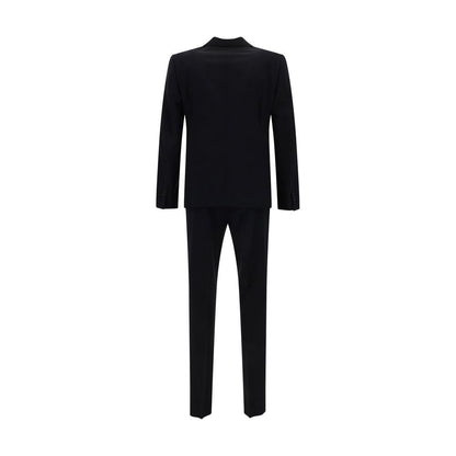 Back view of Dsquared² Blue Fleece Wool Two-Piece Suit showing jacket and trousers in pure wool.