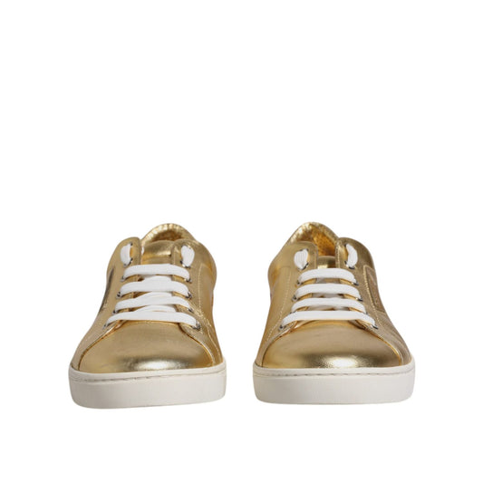 Dolce & Gabbana Gold Leather Logo London Men Sneakers Shoes MV6519-41.5