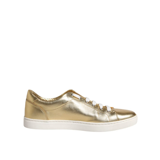 Dolce & Gabbana Gold Leather Logo London Men Sneakers Shoes MV6519-41.5