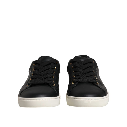 Dolce & Gabbana Black Leather Logo London Sneaker Shoes MV6604-40.5