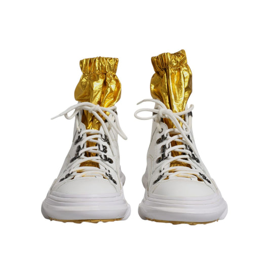 Dolce & Gabbana White Nylon Galileo High Top Sneakers Shoes MV6610-44