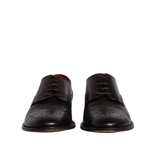 Dolce & Gabbana Black Calfskin Leather Derby Men Dress Shoes MV6612-45