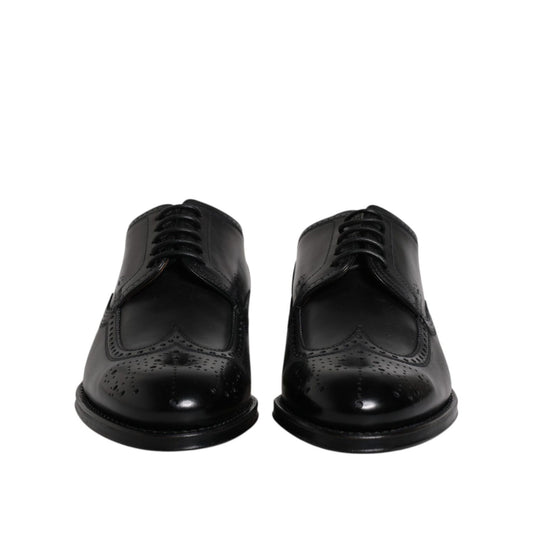 Dolce & Gabbana Black Leather Derby Wingtip Formal Shoes MV6619-39.5