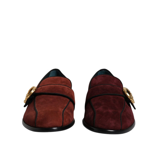 Dolce & Gabbana Bordeaux Suede Loafers Formal Men Dress Shoes MV6620-41