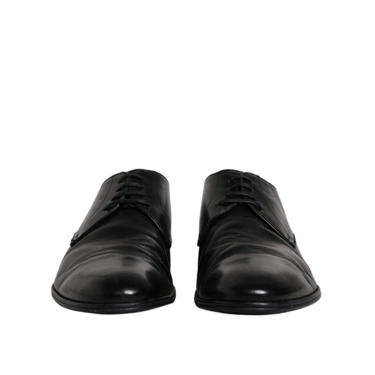 Dolce & Gabbana Black Patent Leather Derby Men Dress Shoes MV6624-44.5