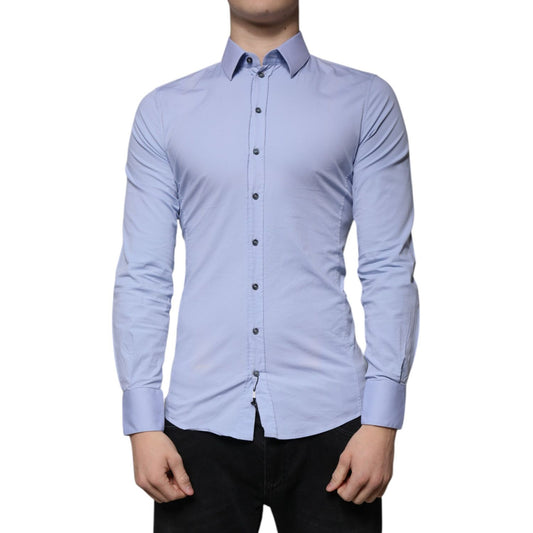 Dolce & Gabbana Light Blue Cotton Slim Fit SICILIA Dress Shirt