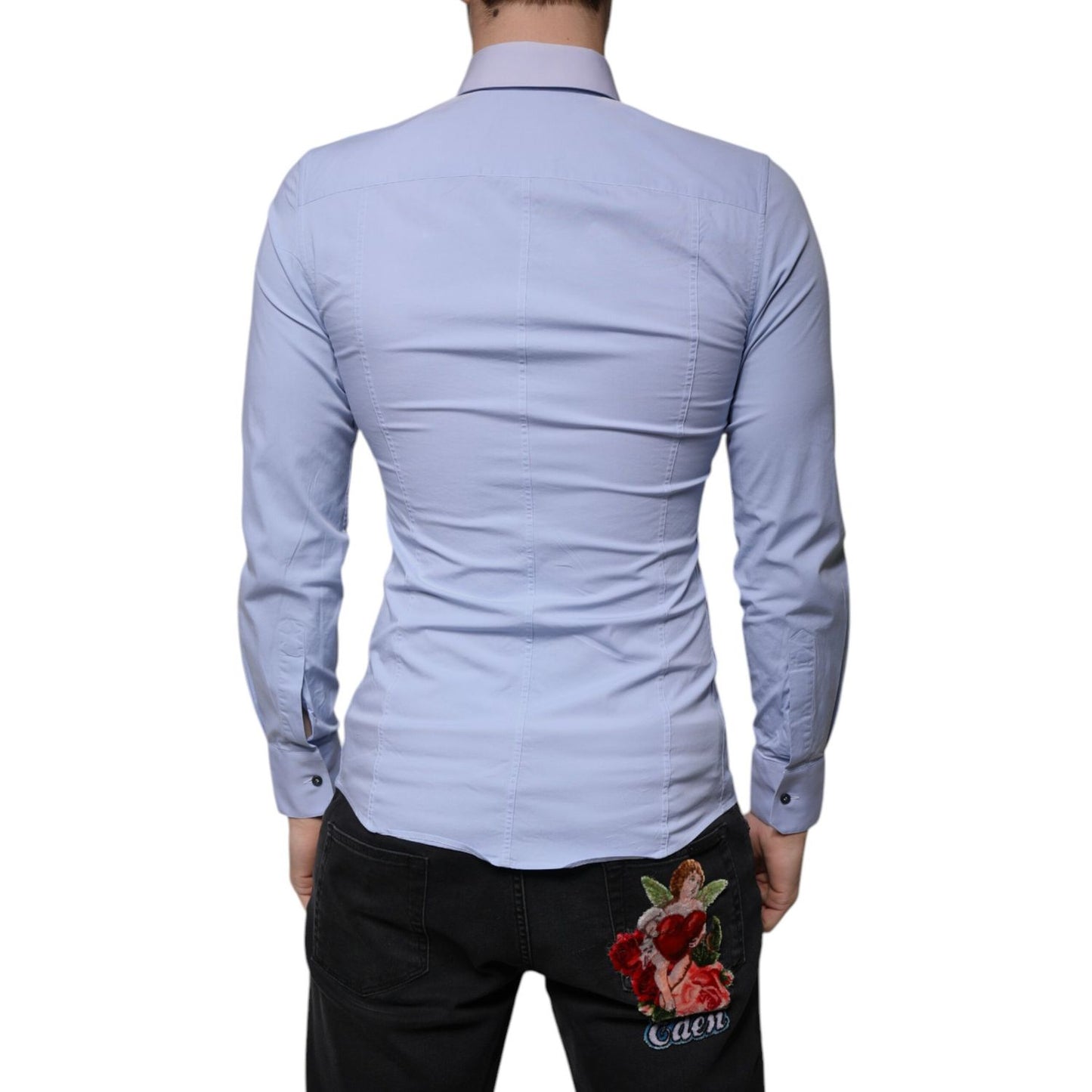 Dolce & Gabbana Light Blue Cotton Slim Fit SICILIA Dress Shirt
