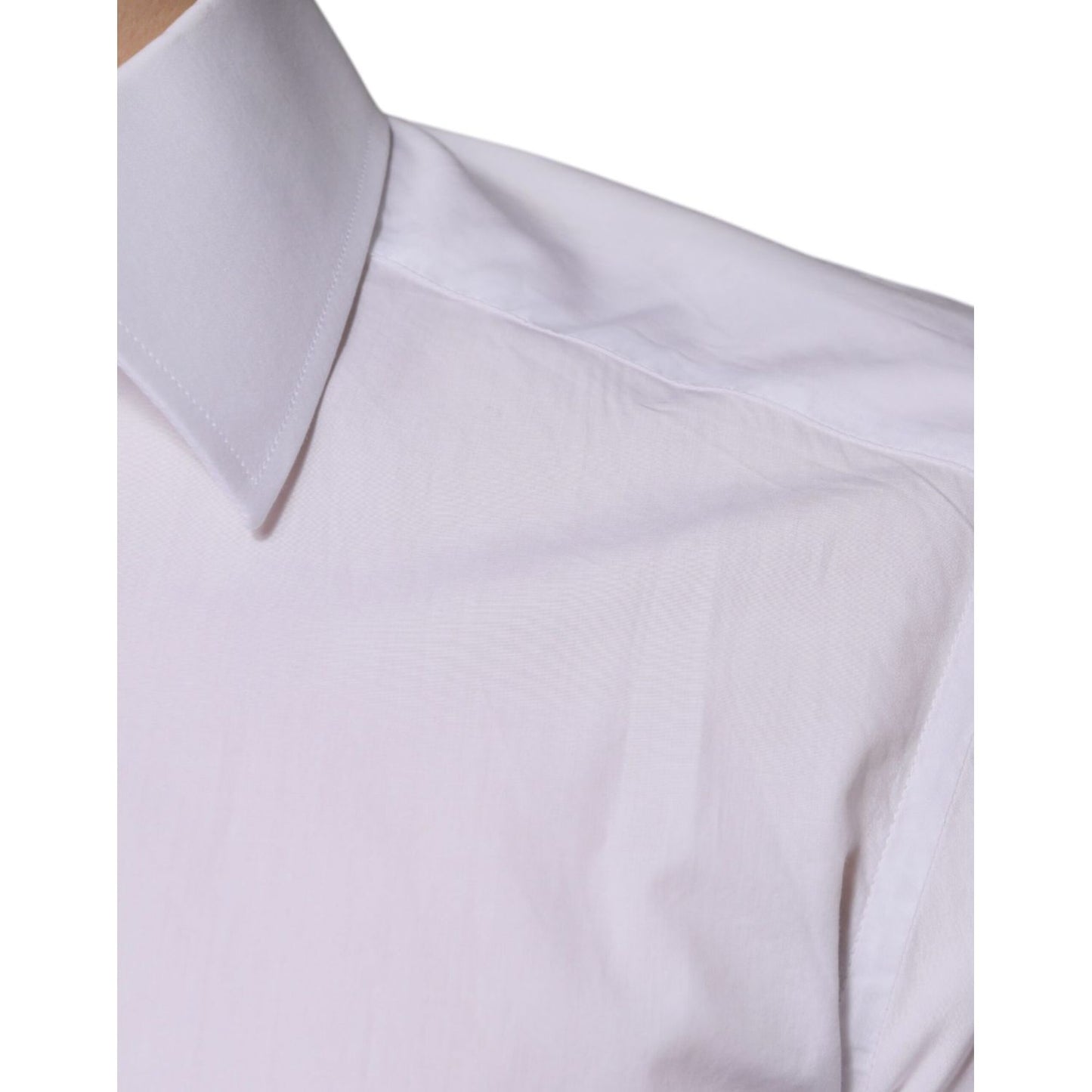 Dolce & Gabbana White Cotton Slim Fit GOLD Men Dress Shirt