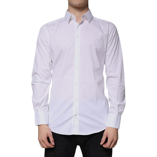 Dolce & Gabbana White Cotton Long Sleeve GOLD Dress Shirt TSH86504-40
