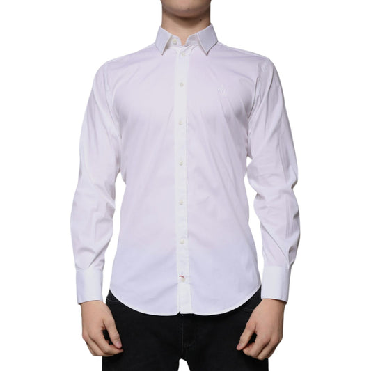 Dolce & Gabbana White Cotton Blend Formal MARTINI Shirt TSH86515-38