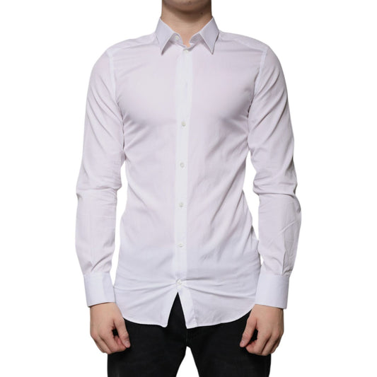 Dolce & Gabbana White Cotton Formal Men GOLD Dress Shirt C-39