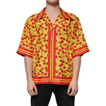 Dolce & Gabbana Yellow Cherry Button Down Silk Casual Shirt TSH87281-43