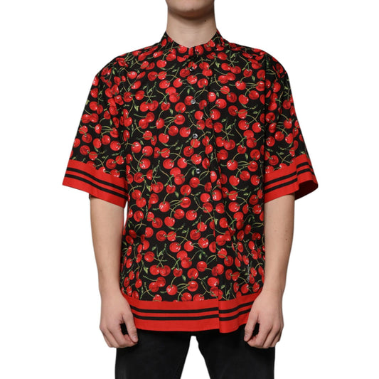 Dolce & Gabbana Black Cherry Cotton Button Down Casual Shirt TSH87283-42