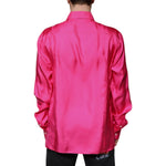 Dolce & Gabbana Pink Silk Collared Button Down Men Shirt TSH87287-43